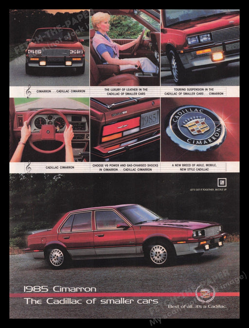 Cadillac Cimarron Car 1980s Print Advertisement Ad 1985 Exterior Interior Fetch the Paper!