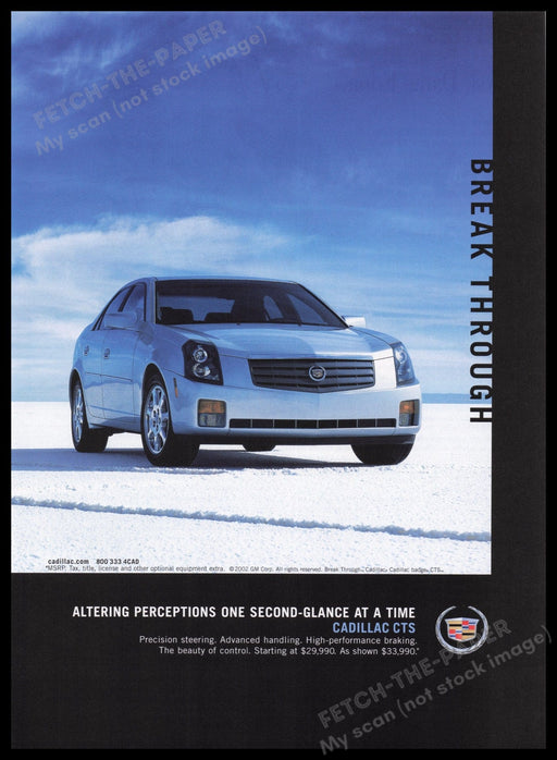 Cadillac CTS Car 2000s Print Advertisement Ad 2002 Break Through Fetch the Paper!