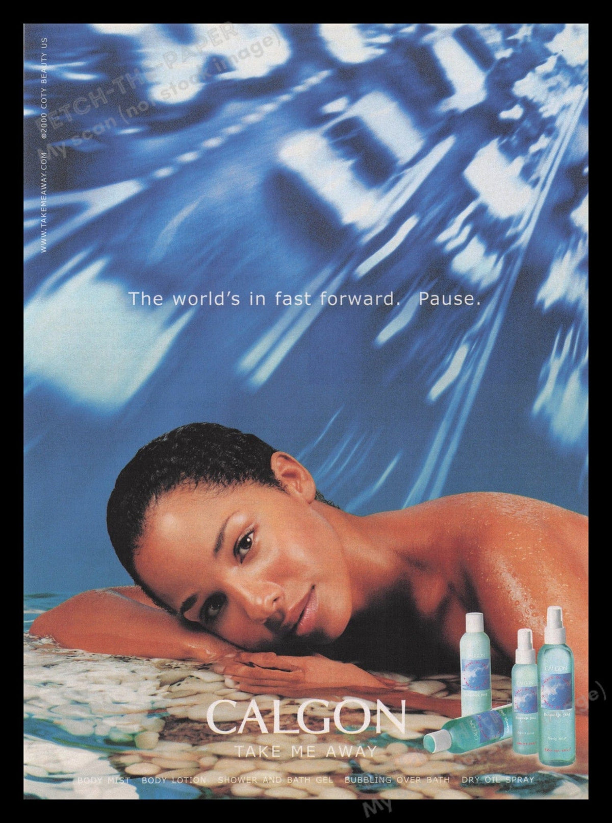 Calgon 2001 Print Ad - Take Me Away Pause, Relaxation — Fetch-the-Paper