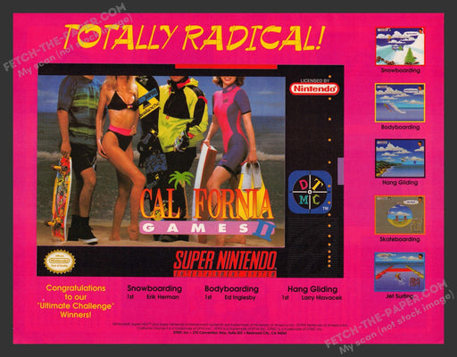 1993 Print Advertisement California Games Video Game Ad.
