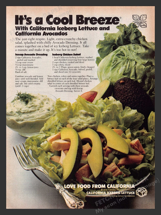 1979 California Iceberg Lettuce & Avocado Promo Print Advertisement Ad