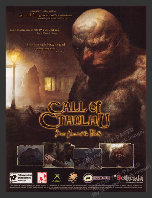 2004 Call of Cthulhu: Dark Corners of the Earth Video Game Print Advertisement
