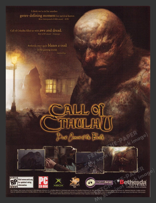 2004 Call of Cthulhu: Dark Corners of the Earth Video Game Print Advertisement