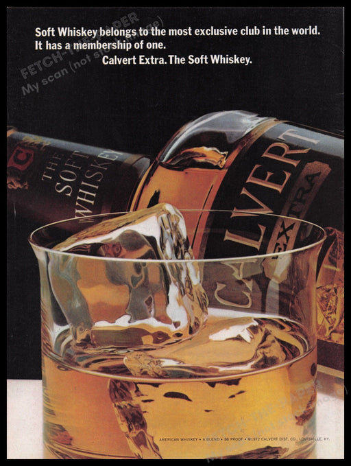 Calvert Extra The Soft Whiskey 1970s Print Advertisement Ad 1972 Fetch the Paper!