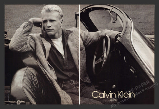 Calvin Klein 1990s Print Advertisement (2 pages) Jeans Boy Driving Car Fetch the Paper!
