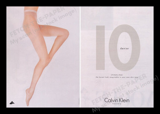 Calvin Klein 1990s Print Advertisement Ad (2 pages) 1998 Hosiery Long Legs Fetch the Paper!