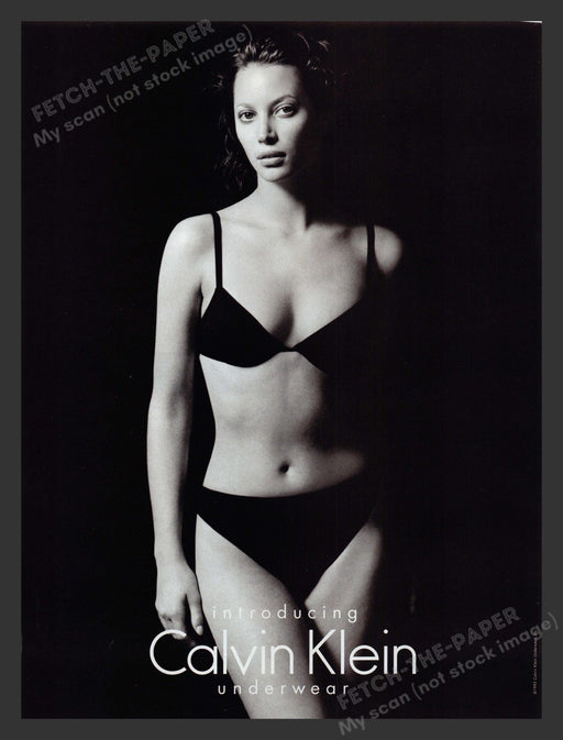 Calvin Klein 1990s Print Advertisement Christy Turlington Underwear Bra Panties Fetch the Paper!