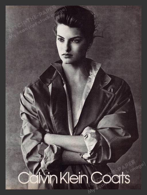 1988 Calvin Klein Coats Model: Linda Evangelista Print Advertisement Ad