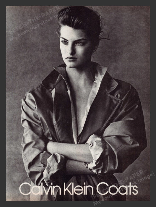 1988 Calvin Klein Coats Model: Linda Evangelista Print Advertisement Ad