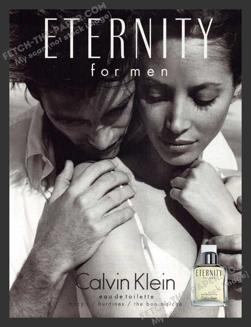 2001 Print Advertisement Calvin Klein Eternity for Men Christy Turlington Ad.