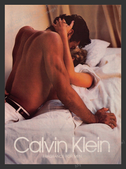 Calvin Klein Fragrance for Men Couple in Bed 1980s Print Advertisement 1985 Fetch the Paper!