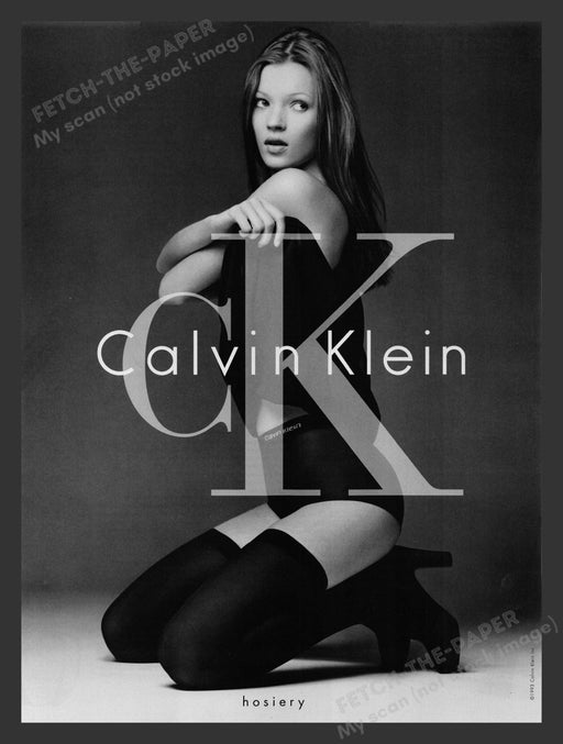 Calvin Klein Hosiery Kate Moss Thigh Highs 1990s Print Advertisement 1993 Fetch the Paper!