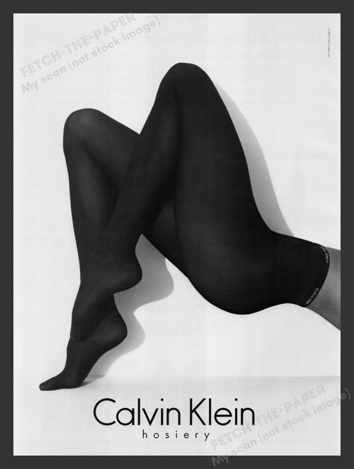 Calvin Klein Hosiery Pantyhose Black Legs 1990s Print Advertisement Ad 1992 Fetch the Paper!