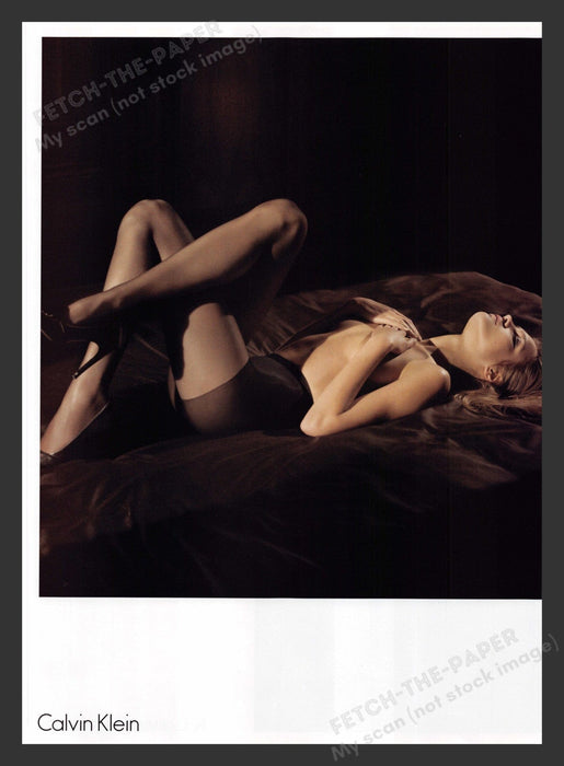 2003 Calvin Klein Hosiery Topless Model Bed Print Advertisement Ad