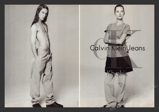 Calvin Klein Jeans Khakis Kate Moss 1990s Print Advertisement (2 pages) 1996 Fetch the Paper!