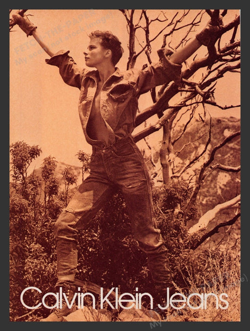 1984 Calvin Klein Jeans Sepia Rugged Woman Model Print Advertisement Ad