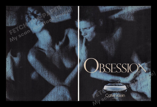 Calvin Klein Obsession 1980s Print Advertisement (2 pages) 1985 Fragrance Promo Fetch the Paper!