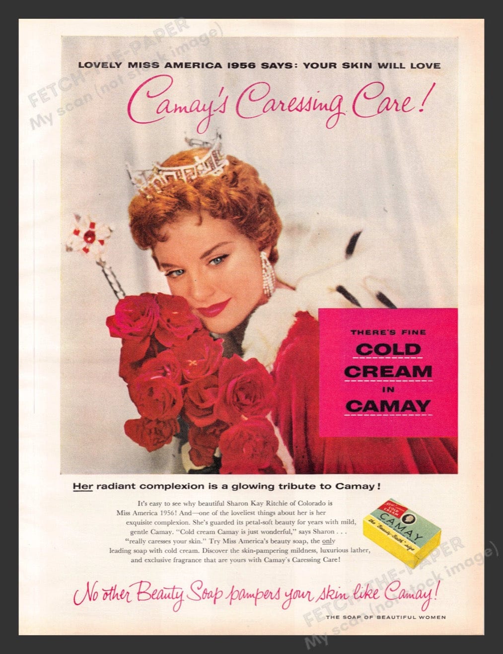 Vintage 1956 Camay Cold Cream Ad with Miss America Sharon K. Ritchie ...