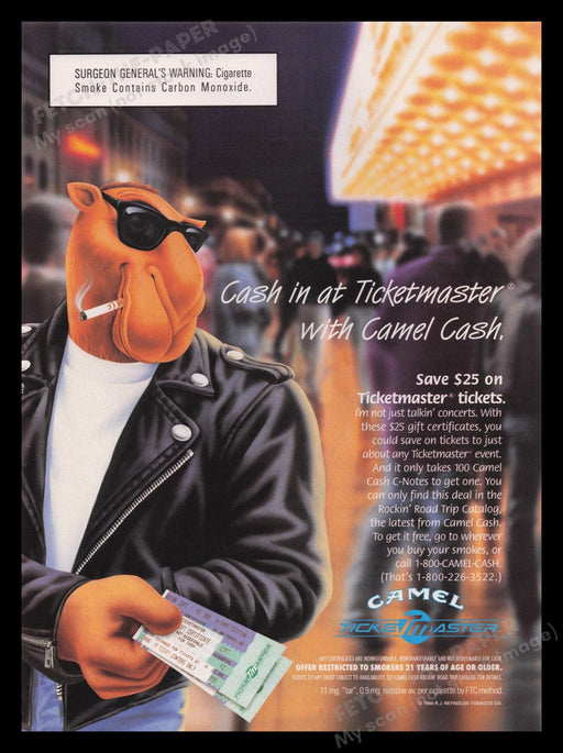 Camel Cigarettes 1990s Print Advertisement Ad 1996 Joe Ticket Master Promo Fetch the Paper!
