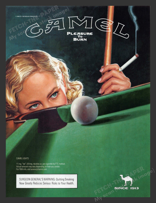 2005 Camel Cigarettes Girl Shooting Pool Print Advertisement Ad