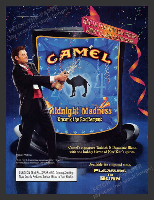 2003 Camel Cigarettes Midnight Madness New Year Print Advertisement Ad