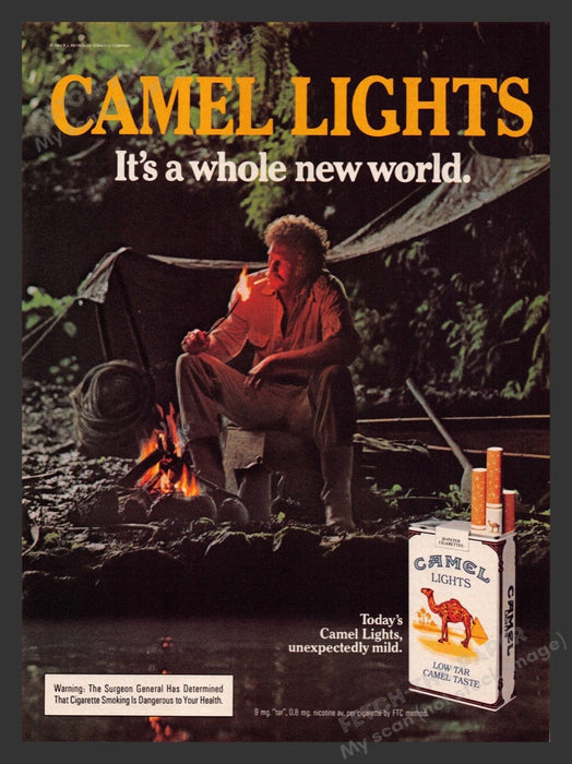 1984 Camel Lights Cigarettes Camping By River Print Advertisement Ad