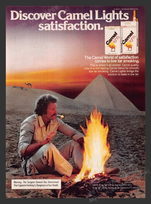 1979 Camel Lights Cigarettes Pyramids of Giza Egypt Print Advertisement Ad