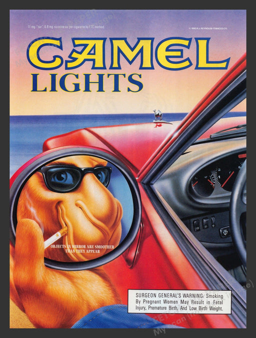 Camel Lights Cigarettes Tobacco Joe Camel 1990s Print Advertisement Ad 1993 Fetch the Paper!