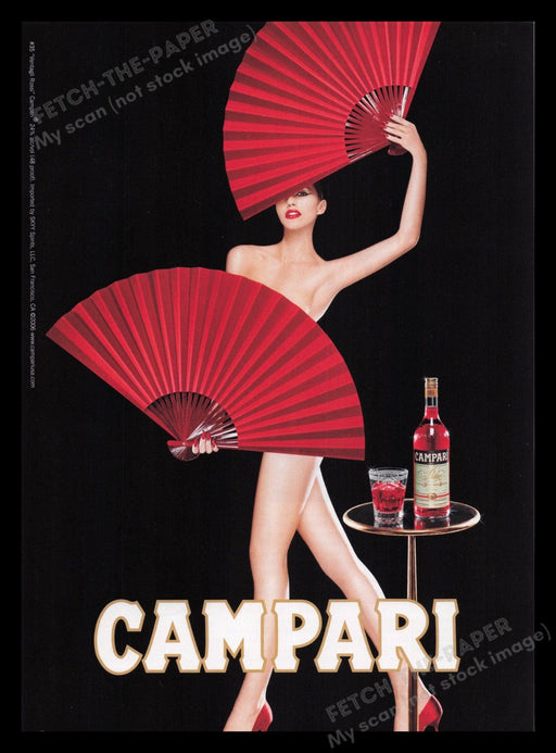 Campari Liqueur 2000s Print Advertisement Ad 2006 #35 Ventagli Rossi Red Fans Fetch the Paper!
