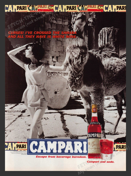 Campari Model Camel 1990s Print Advertisement 1996 Fetch the Paper!