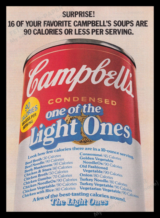 Campbell's Soup 1970s Print Advertisement Ad 1979 Light Ones Low Calorie Fetch the Paper!