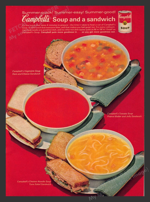 1963 Campbell's Soup and a Sandwich Print Advertisement Ad