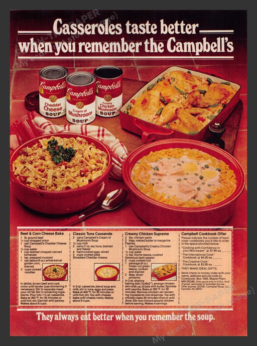 1981 Campbell's Soup Casserole Recipes Print Advertisement Ad