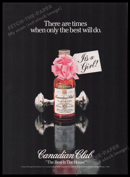 Canadian Club 1980s Print Advertisement Ad 1982 Fetch the Paper!