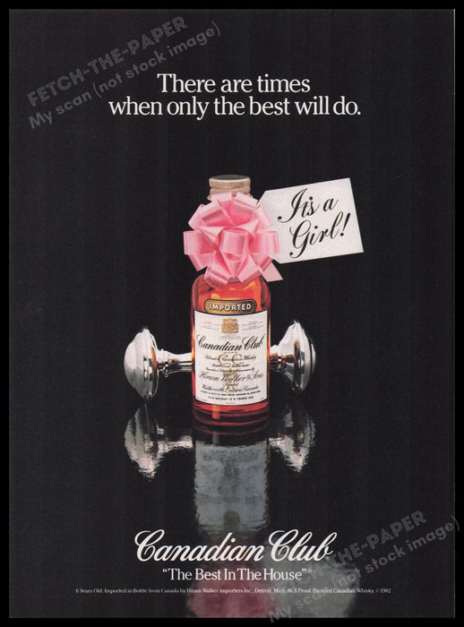 Canadian Club 1980s Print Advertisement Ad 1982 Fetch the Paper!