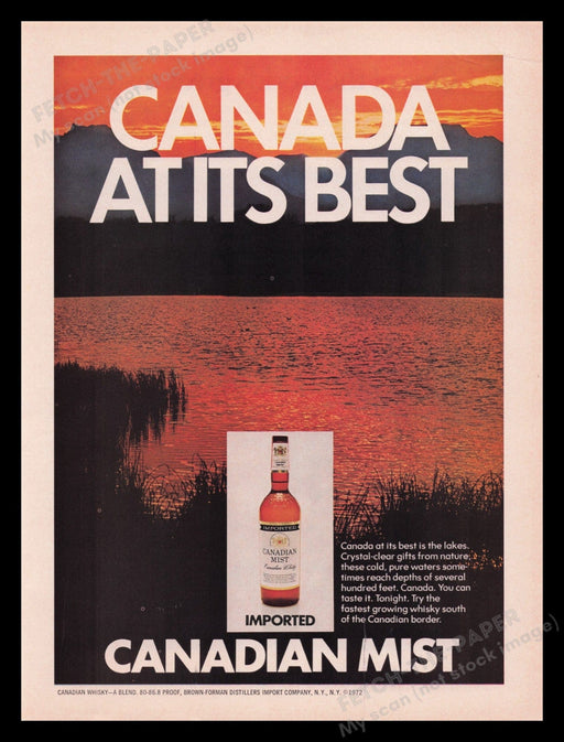 Canadian Mist Whisky 1970s Print Advertisement Ad 1972 "Canada at its best" Fetch the Paper!