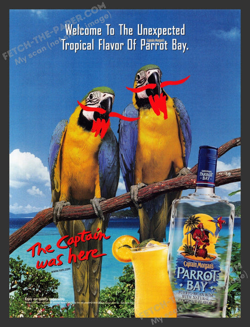 2001 Captain Morgan Parrot Bay Rum Parrots Beach Advertisement Ad.