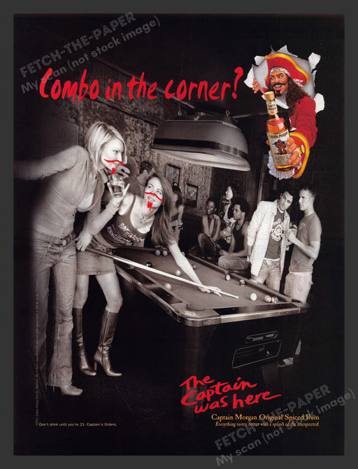 2003 Captain Morgan Pool Hall Sexy Girls Print Advertisement Ad