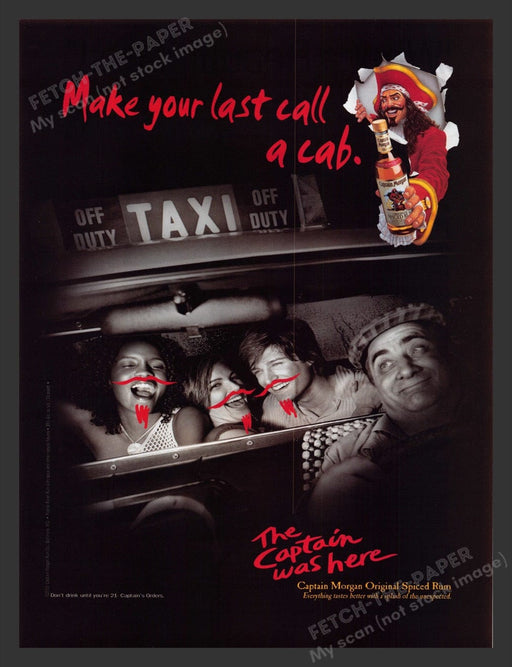 2003 Captain Morgan Taxi Cab Ride Print Advertisement Ad