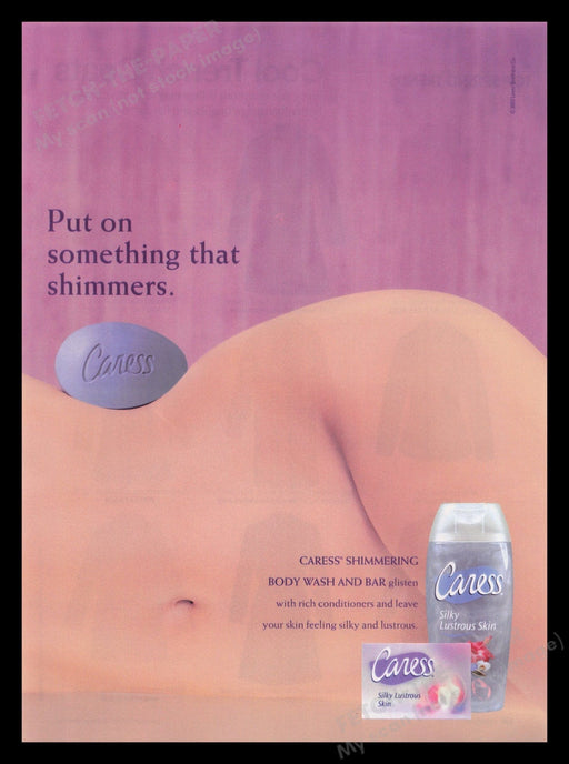 Caress 2000's Print Advertisement Ad 2004 Naked Hips Curves Soap Bath Fetch the Paper!