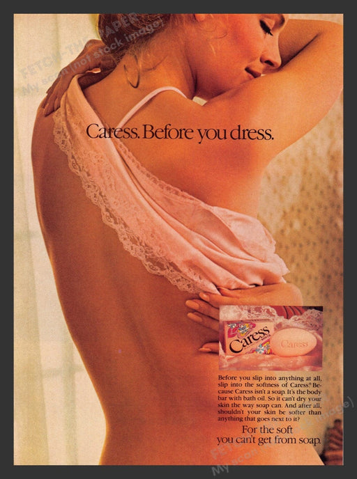 1984 Caress Bar of Soap Taking Off Camisole Print Advertisement Ad