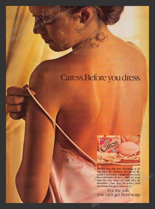 Caress Before You Dress Soap Lingerie 1980s Print Advertisement Ad 1983 Fetch the Paper!