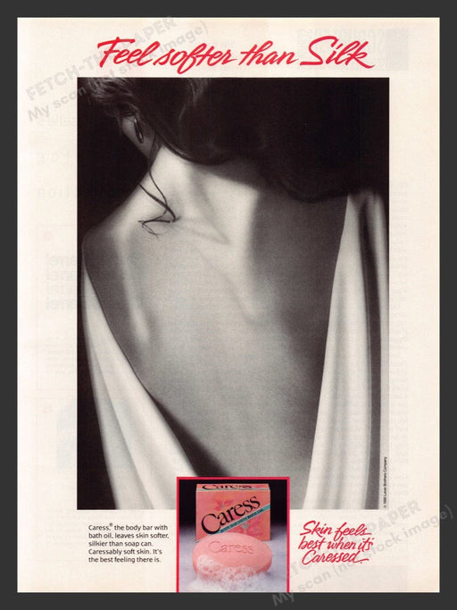 1990 Caress body Soap Bare Back Dress Print Advertisement Ad