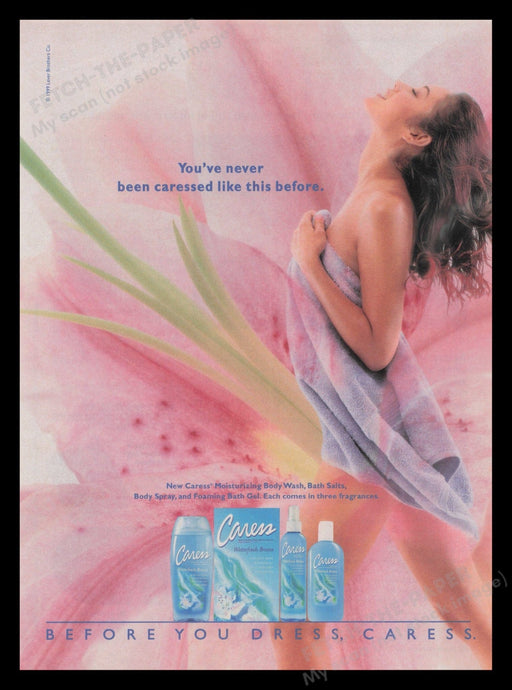 Caress Moisturizing Body Wash Model in Towel 2000s Print Advertisement 2000 Fetch the Paper!