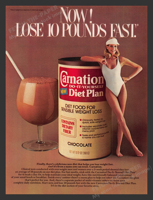 1984 Carnation Do-it-yourself Diet Plan Shakes Print Advertisement Ad