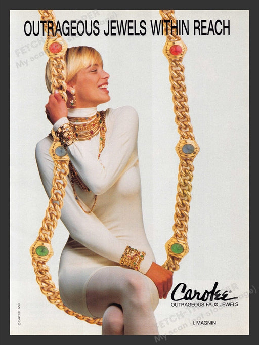 1990 Carolee Outrageous Faux Jewels Jewelry Print Advertisement Ad