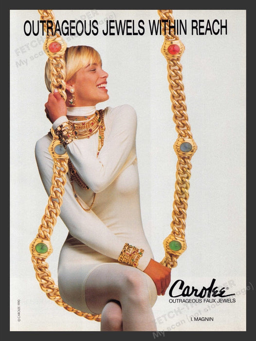 1990 Carolee Outrageous Faux Jewels Jewelry Print Advertisement Ad