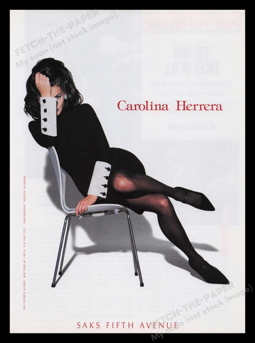 Carolina Herrera 1990s Print Advertisement 1995 Footwear Shoes Legs Hosiery Fetch the Paper!