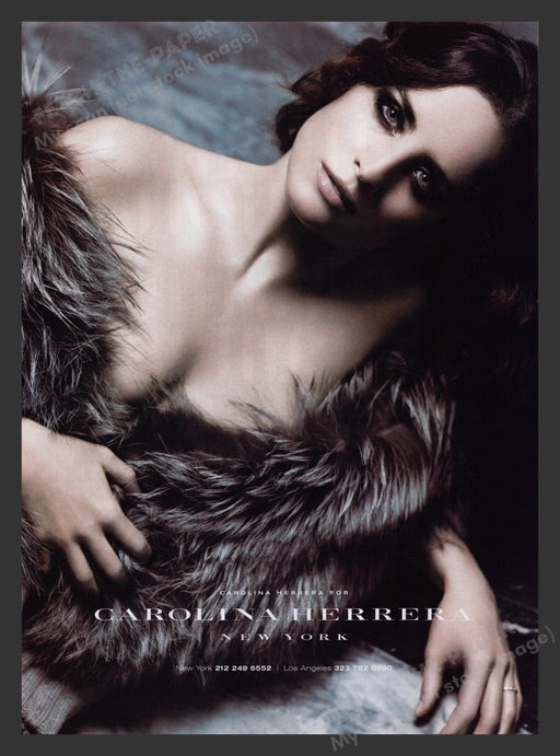 Carolina Herrera 2000s Print Advertisement 2007 New York Fur Sexy Model Fetch the Paper!