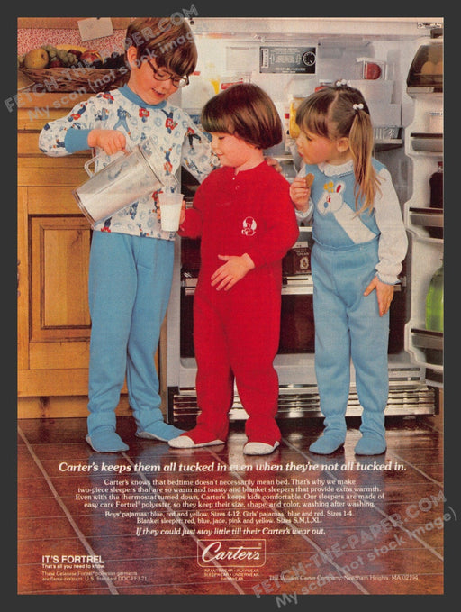 1982 Print Advertisement Carter's Kid's Pajama Clothing Ad.